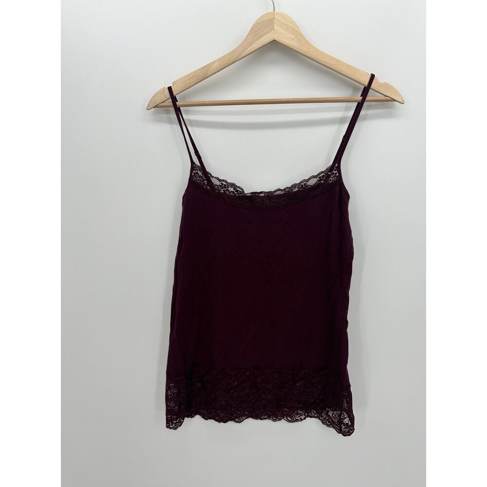 Loft Womens Purple Cami Tank Top Size M Lace Y2K‎ Stretch Preppy Romantic Dainty